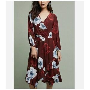 Plenty Tracy Reese Womens Aleah Faux Wrap Dress‎ Size M Floral Long Sleeve Boho